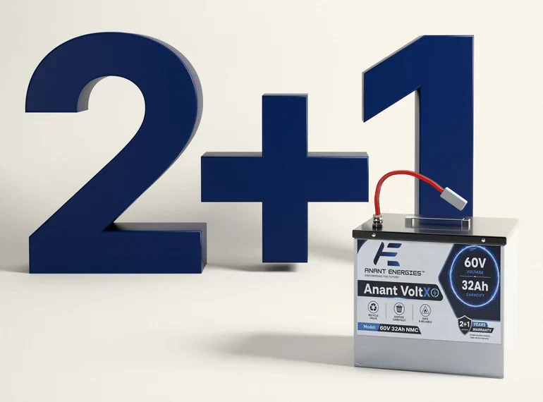 A large 2+1 beside an Anant VoltX 60V battery
